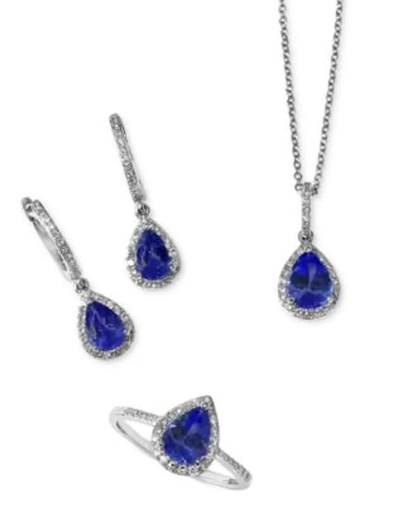 Effy Tanzanite Diamond Pear Halo Jewelry Collection In Sterling Silver