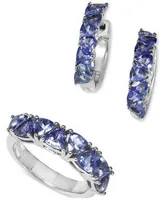 Effy Tanzanite Trillion Ring Hoop Earrings Collection In Sterling Silver