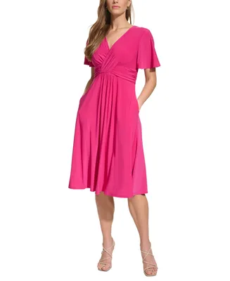 Jessica Howard Women's Ruched Crossover-Front Dress