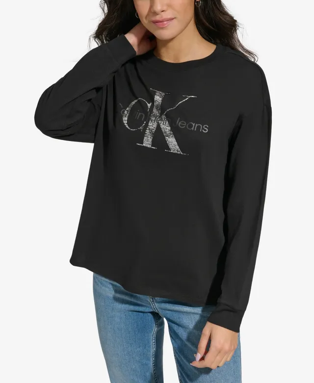 Calvin Klein Jeans Women\'s Monogram Long-Sleeve Hawthorn Mall | T-Shirt Logo