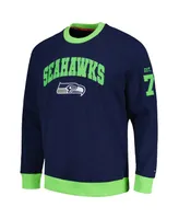 Men's Tommy Hilfiger College Navy, Neon Green Seattle Seahawks Reese Raglan Tri-Blend Pullover Sweatshirt