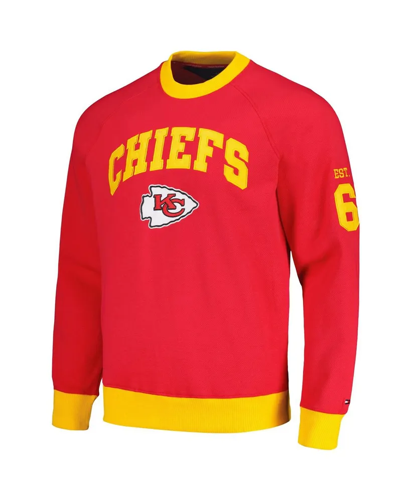 Men's Tommy Hilfiger Red, Gold Kansas City Chiefs Reese Raglan Tri-Blend Pullover Sweatshirt