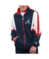 Men's Starter Navy Atlanta Braves Lead Runner Full-Zip Jacket