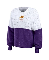 Women's Wear by Erin Andrews White, Purple Phoenix Suns Color-Block Pullover Sweater