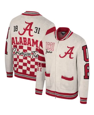 Men's and Women's The Wild Collective Cream Alabama Crimson Tide Jacquard Full-Zip Sweater