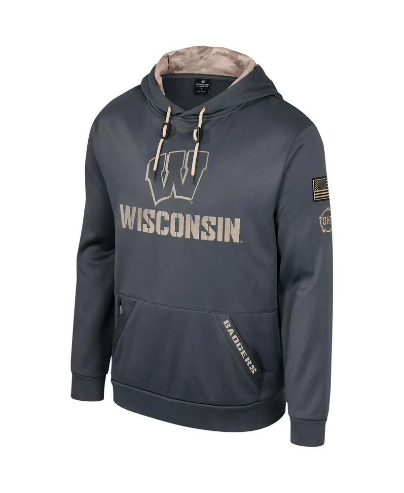 Men's Colosseum Charcoal Wisconsin Badgers Oht Military-Inspired Appreciation Pullover Hoodie