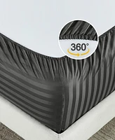 Striped 500 Thread Count Fitted Sheet Only, 100% Cotton Sateen