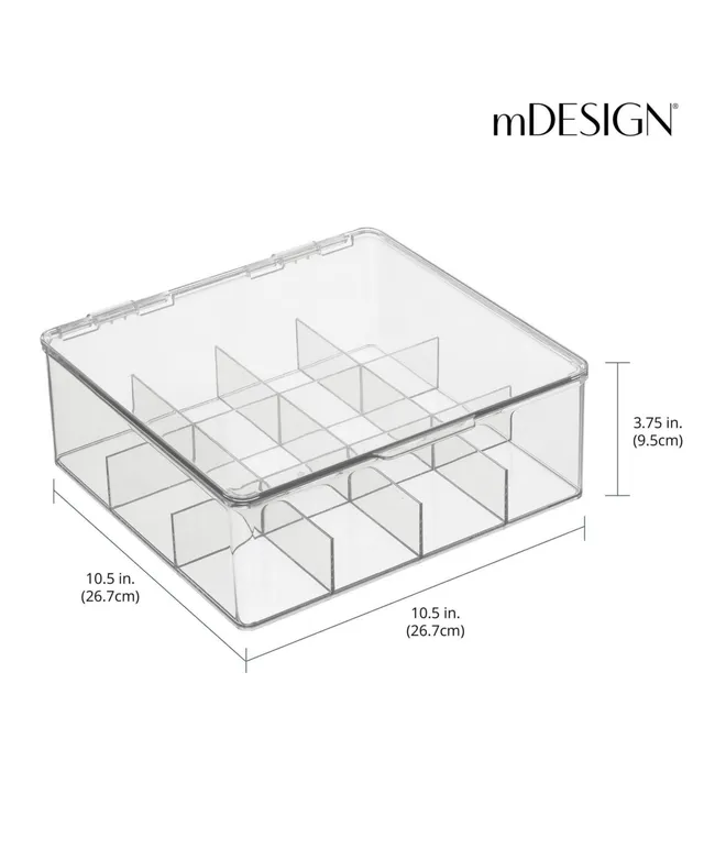 mDesign Plastic Tea Bag Divided Storage Box, Hinge Lid, 2 Pack