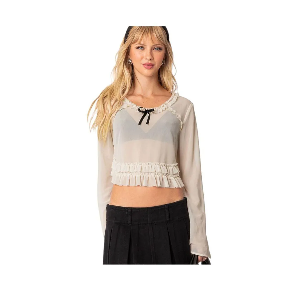 Women's Grace sheer ruffle chiffon top