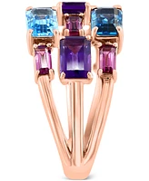 Effy Multi-Gemstone Three Row Statement Ring (5-3/8 ct. t.w.) in 14k Rose Gold