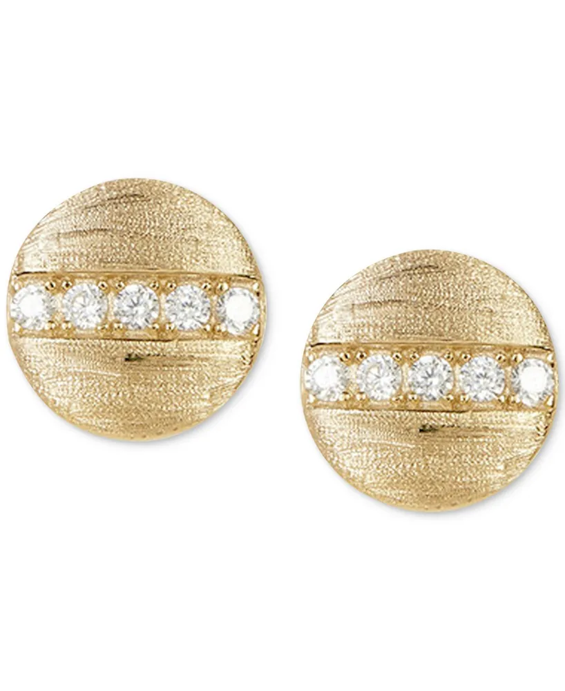 Adornia 14k Gold-Plated Pave Line Round Disc Stud Earrings
