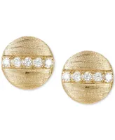Adornia 14k Gold-Plated Pave Line Round Disc Stud Earrings