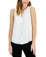 T Tahari Women's Split-Neck Sleeveless Top