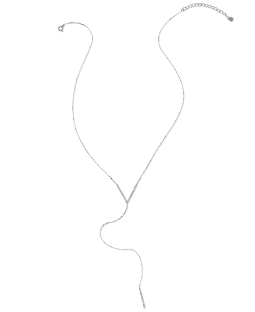 Adornia Silver-Tone Crystal Lariat Necklace, 16" + 2" extender
