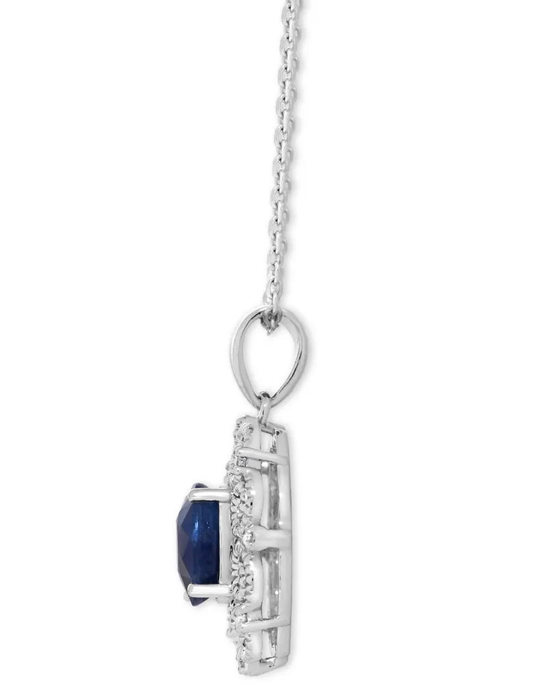 Sapphire 18" Milgrain Pendant Necklace