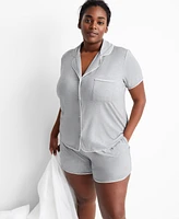 State of Day Women's 2-Pc. Short-Sleeve Notched-Collar Pajama Set Xs-3X