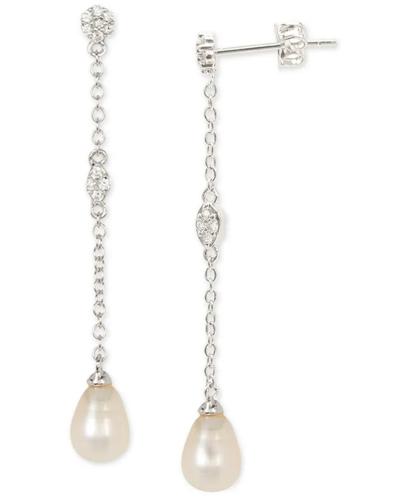Adornia Silver-Tone Freshwater Pearl (7mm) Drop Earrings