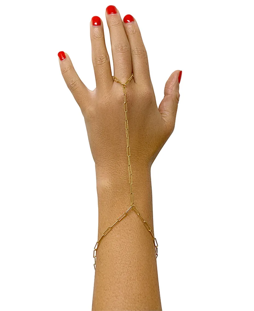 Adornia 14k Gold-Plated Adjustable Paperclip Hand Chain