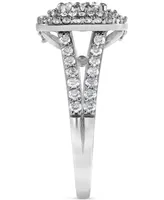 Diamond Halo Cluster Engagement Ring (1 ct. t.w.) in 14k White Gold