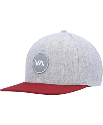 Men's Rvca Heather Gray, Red Patch Adjustable Snapback Hat