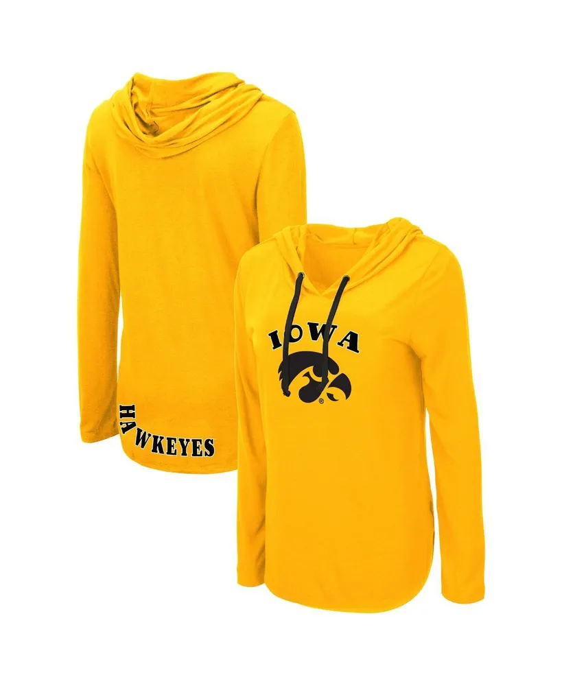 Women's Colosseum Gold Iowa Hawkeyes My Lover Lightweight Hooded Long Sleeve T-shirt