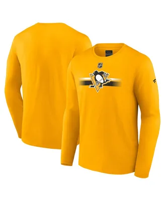 Men's Fanatics Gold Pittsburgh Penguins Authentic Pro Secondary Replen Long Sleeve T-shirt