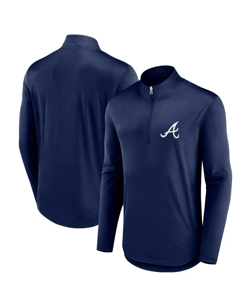 Men's Fanatics Navy Atlanta Braves Quarterback Quarter-Zip Top