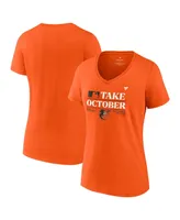 Women's Fanatics Orange Baltimore Orioles 2023 Postseason Locker Room V-Neck T-shirt