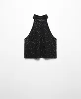 Mango Women's Sequin Halter Top