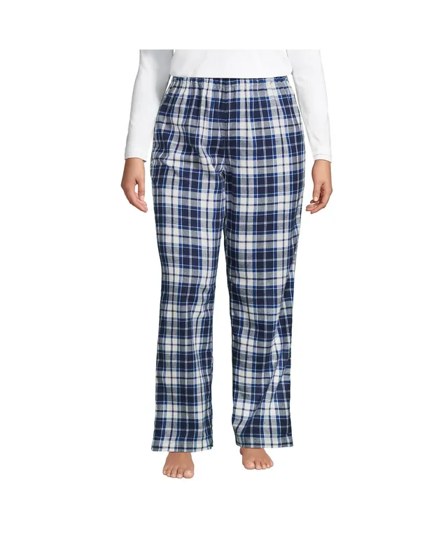 Lands' End Women's Plus Size Print Flannel Pajama Pants - 2x - Evening Blue  Starry Night Cow