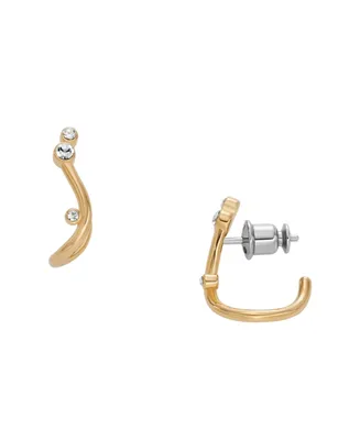 Skagen Women's Glitz Wave Gold-Tone Stainless Steel Hoop Earrings