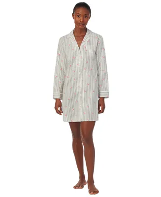 Lauren Ralph Lauren Women's Printed Notched-Collar Sleepshirt