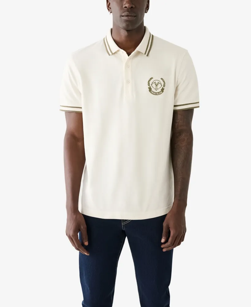 True Religion Men's Laurel Buddha Face Short Sleeve Polo Shirt