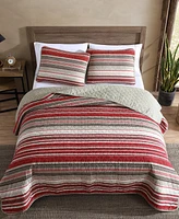 Eddie Bauer Yakima Valley Stripe Reversible 3 Piece Quilt Set, King