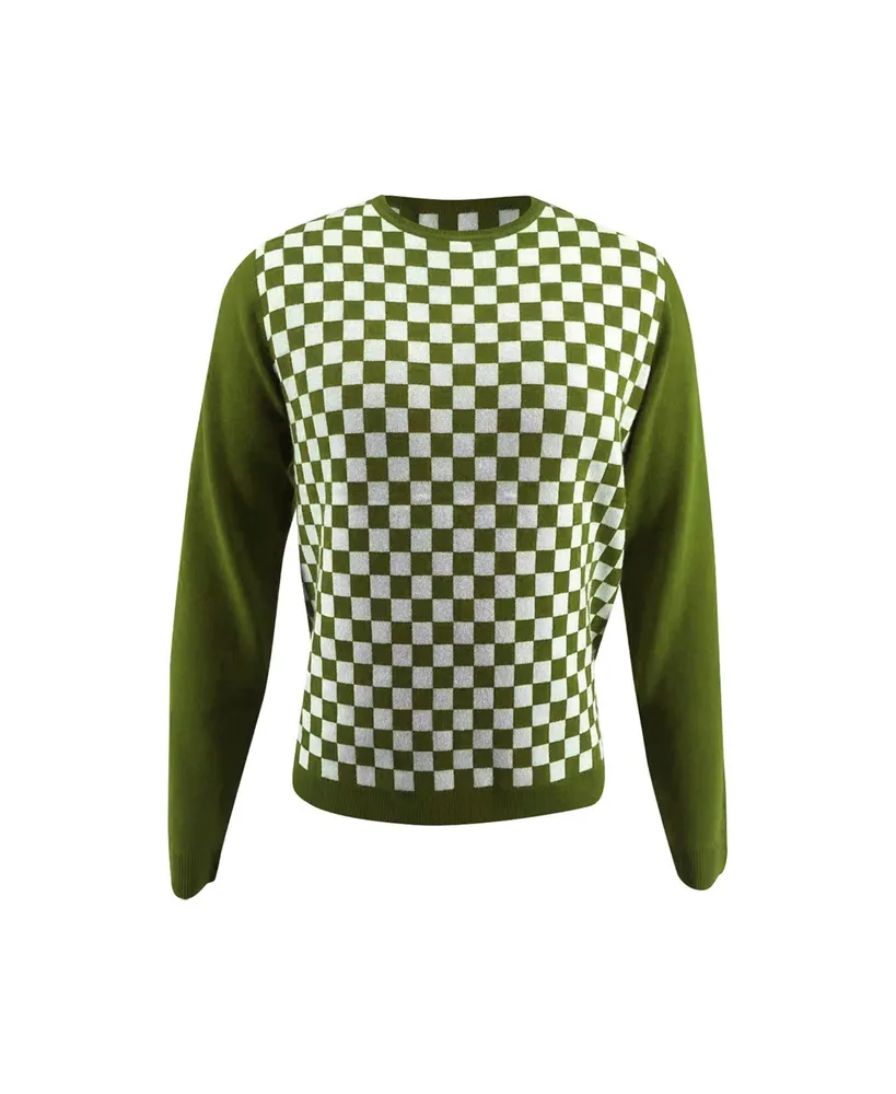 Bellemere Checker Print Cashmere Merino Fantasy Sweater