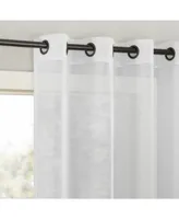 Slub Textured Linen Blend Black Grommet Top Curtain