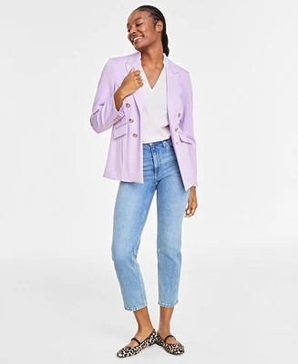 Women's Solid Faux Double-Breasted Blazer