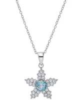 Blue Topaz (1-1/3 ct. t.w.) & Lab-Grown White Sapphire (3/4 ct. t.w.) Snowflake 18" Pendant Necklace in Sterling Silver