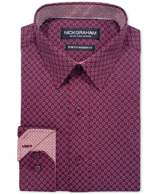 Nick Graham Men's Slim-Fit Cross Floral Neat Dress Shirt