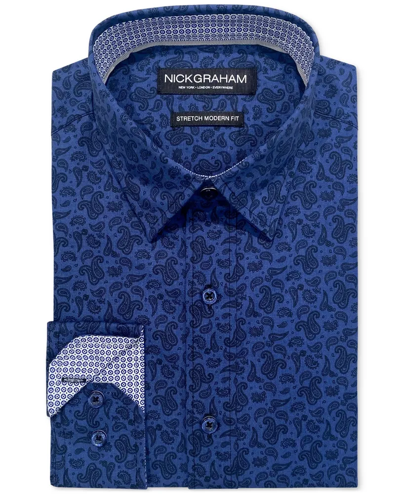 Nick Graham Men's Slim-Fit Twin Pine Paisley Dress Shirt