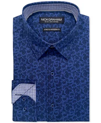 Nick Graham Men's Slim-Fit Twin Pine Paisley Dress Shirt