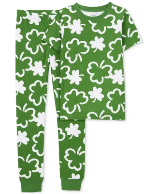 Carter's Little & Big Kids Shamrock-Print 100% Snug-Fit Cotton Pajamas, 2 Piece Set