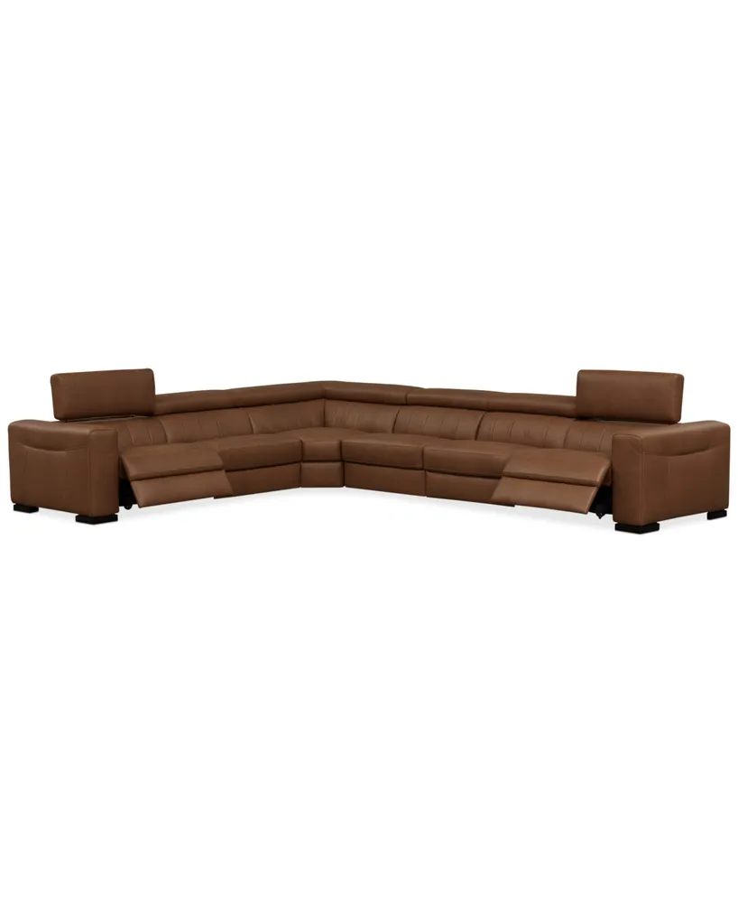 Rinan 158" 6-Pc. Leather Sectional with 2 Power Recliners, Created for Macy's