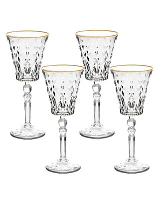 Lorren Home Trends Marilyn Gold-Tone White Wine Goblets, Set of 4