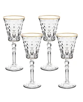 Lorren Home Trends Marilyn Gold-Tone White Wine Goblets, Set of 4