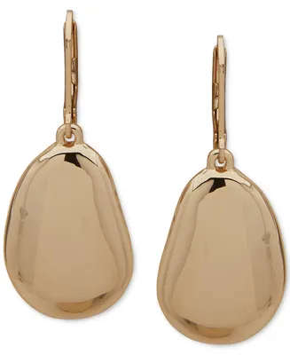 Anne Klein Gold-Tone Large Puffy Pebble Drop Earrings