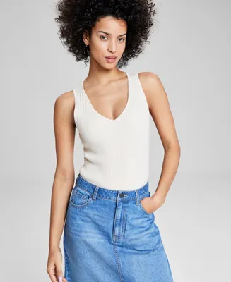 And Now This Women's Sleeveless Sweater V-Neck Bodysuit, Created for Macy's