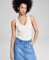 And Now This Women's Sleeveless Sweater V-Neck Bodysuit, Created for Macy's