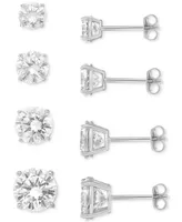 Giani Bernini 4-Pc. Set Cubic Zirconia Graduated Solitaire Stud Earrings in Sterling Silver, Created for Macy's