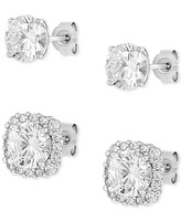 Giani Bernini 2-Pc. Set Cubic Zirconia Halo & Stud Earrings in Sterling Silver, Created for Macy's